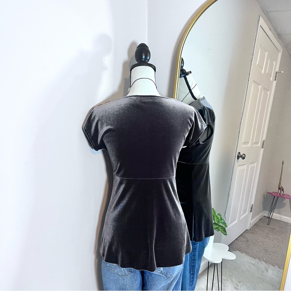 New York & Company Brown Velvet Blouse - Picture 6 of 7